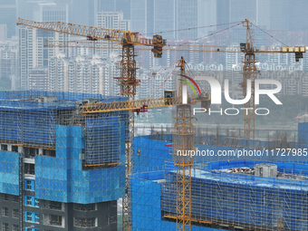 A building under construction by C&D Group is in Nanjing, Jiangsu province, China, on November 1, 2024. On November 1, 2024, a number of Chi...