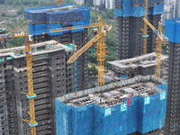 A building under construction by C&D Group is in Nanjing, Jiangsu province, China, on November 1, 2024. On November 1, 2024, a number of Chi...