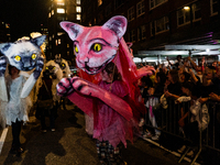 Costumed parade goers celebrate during the 51st Annual Village Halloween Parade in New York, NY, on October 31, 2024. (