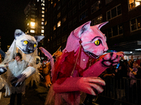 Costumed parade goers celebrate during the 51st Annual Village Halloween Parade in New York, NY, on October 31, 2024. (