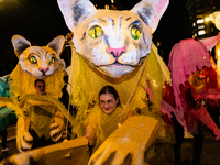 Costumed parade goers celebrate during the 51st Annual Village Halloween Parade in New York, NY, on October 31, 2024. (