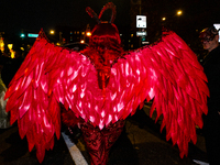 Costumed parade goers celebrate during the 51st Annual Village Halloween Parade in New York, NY, on October 31, 2024. (