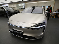 The HarmonyOS electric car is on display at the Huawei store at Deji Square in Nanjing, Jiangsu province, China, on November 1, 2024. (