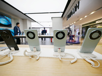 Mobile phones are on display at the Huawei store at Deji Square in Nanjing, China, on November 1, 2024. (