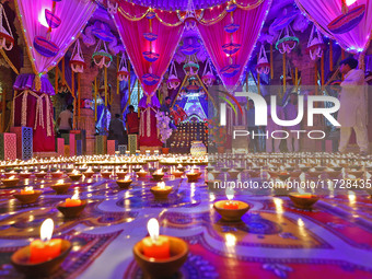 The Deepotsav celebration takes place at Akshardham Temple on the occasion of the Diwali festival in Jaipur, Rajasthan, India, on October 31...