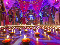 The Deepotsav celebration takes place at Akshardham Temple on the occasion of the Diwali festival in Jaipur, Rajasthan, India, on October 31...