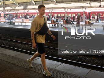 A tourist walks at the Colombo railway station in Colombo, Sri Lanka, on November 1, 2024. The tourism sector shows remarkable financial rec...