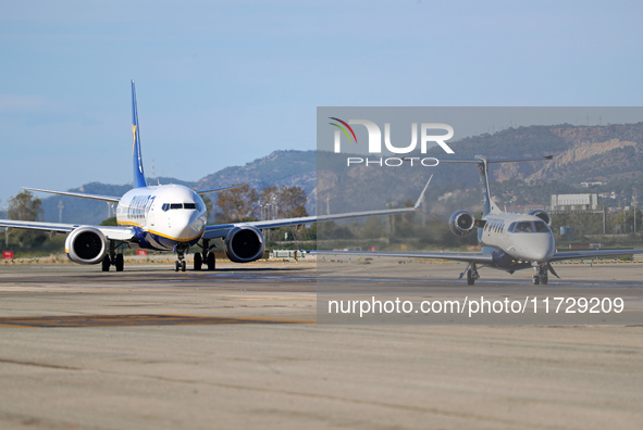 An Embraer Phenom 300 from Padaviation company is on the runway ready to take off from Barcelona airport in Barcelona, Spain, on October 8,...