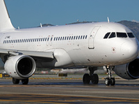 An Airbus A320-214 from Getjet Airlines is on the runway ready to take off from Barcelona airport in Barcelona, Spain, on October 8, 2024. (