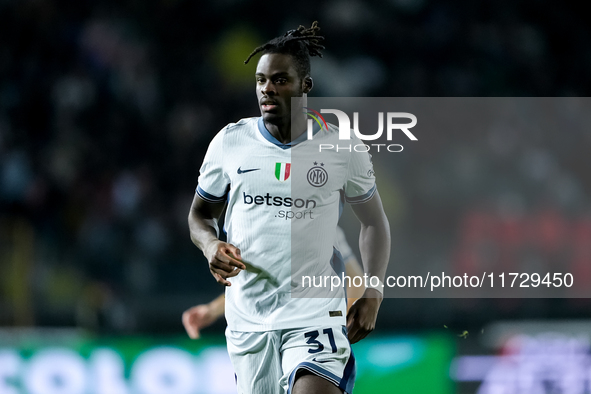 Yann Aurel Bisseck of FC Internazionale looks on during the Serie A Enilive match between Empoli FC and FC Internazionale at Stadio Carlo Ca...