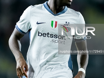 Yann Aurel Bisseck of FC Internazionale looks on during the Serie A Enilive match between Empoli FC and FC Internazionale at Stadio Carlo Ca...