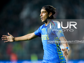 Youssef Maleh of Empoli FC reacts during the Serie A Enilive match between Empoli FC and FC Internazionale at Stadio Carlo Castellani on Oct...