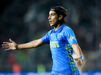 Youssef Maleh of Empoli FC reacts during the Serie A Enilive match between Empoli FC and FC Internazionale at Stadio Carlo Castellani on Oct...