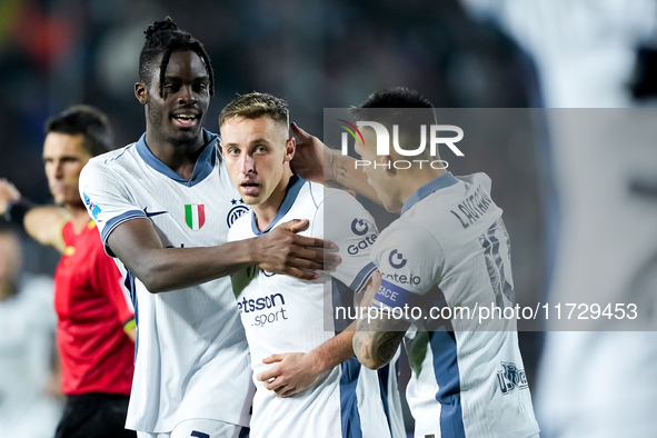 Davide Frattesi of FC Internazionale celebrates after scoring first goal during the Serie A Enilive match between Empoli FC and FC Internazi...