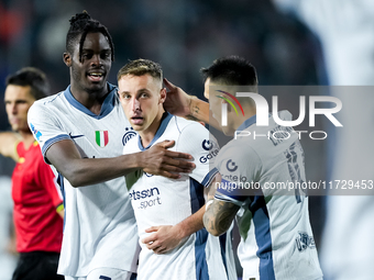 Davide Frattesi of FC Internazionale celebrates after scoring first goal during the Serie A Enilive match between Empoli FC and FC Internazi...