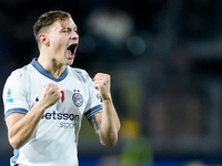 Nicolo' Barella of FC Internazionale celebrates after Davide Frattesi scored first goal  during the Serie A Enilive match between Empoli FC...