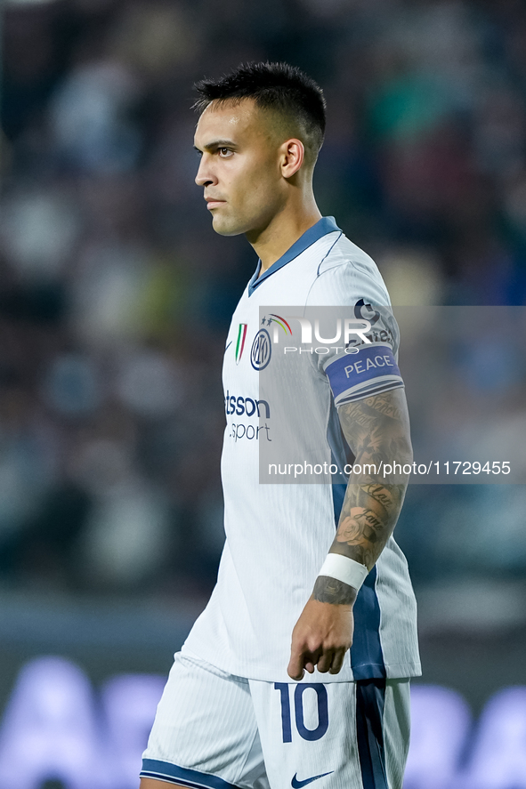 Lautaro Martinez of FC Internazionale looks on during the Serie A Enilive match between Empoli FC and FC Internazionale at Stadio Carlo Cast...