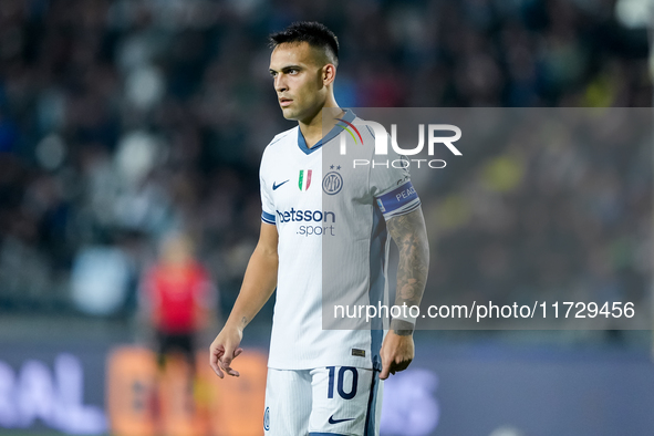 Lautaro Martinez of FC Internazionale looks on during the Serie A Enilive match between Empoli FC and FC Internazionale at Stadio Carlo Cast...