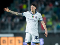 Alessandro Bastoni of FC Internazionale gestures during the Serie A Enilive match between Empoli FC and FC Internazionale at Stadio Carlo Ca...