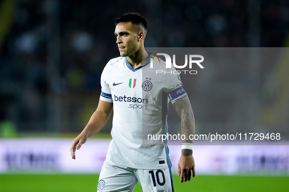 Lautaro Martinez of FC Internazionale looks on during the Serie A Enilive match between Empoli FC and FC Internazionale at Stadio Carlo Cast...