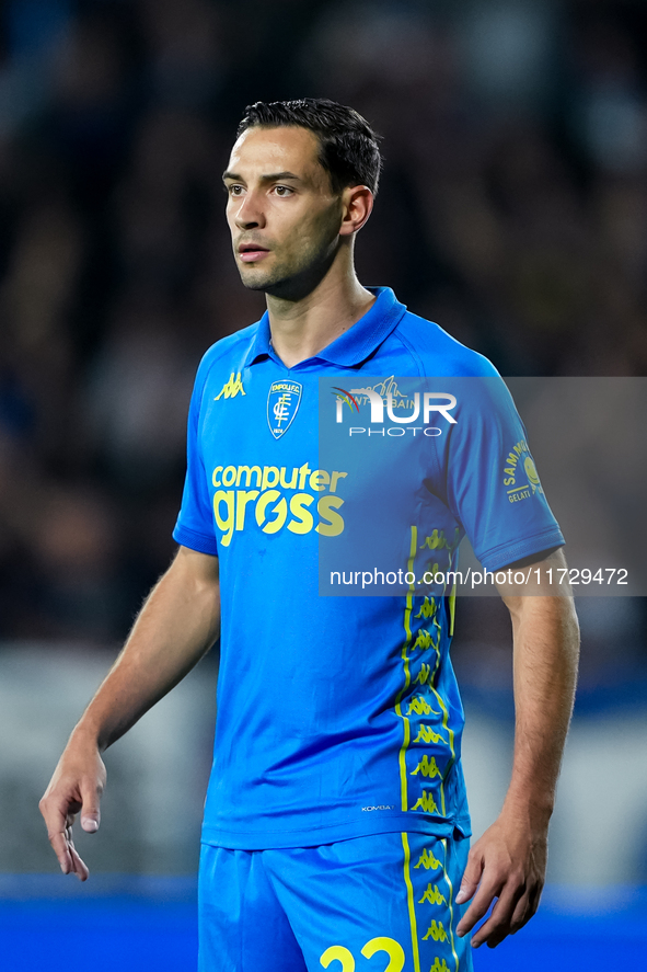 Mattia De Sciglio of Empoli FC looks on during the Serie A Enilive match between Empoli FC and FC Internazionale at Stadio Carlo Castellani...