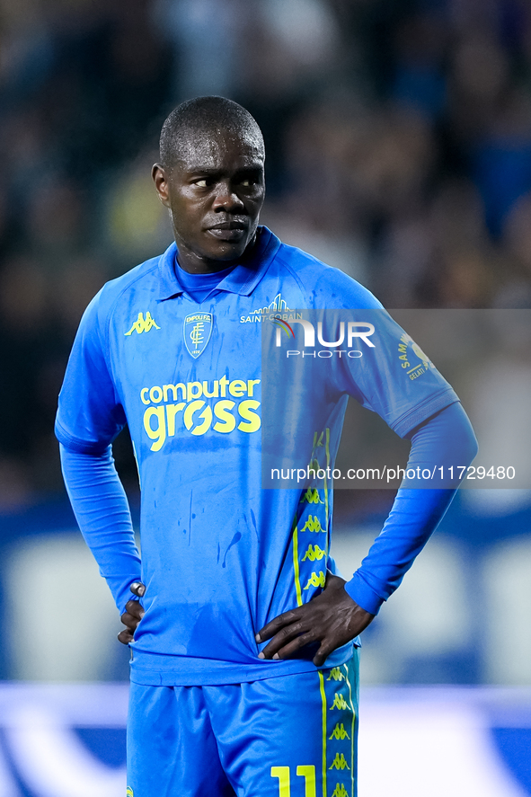 Emmanuel Gyasi of Empoli FC looks on during the Serie A Enilive match between Empoli FC and FC Internazionale at Stadio Carlo Castellani on...