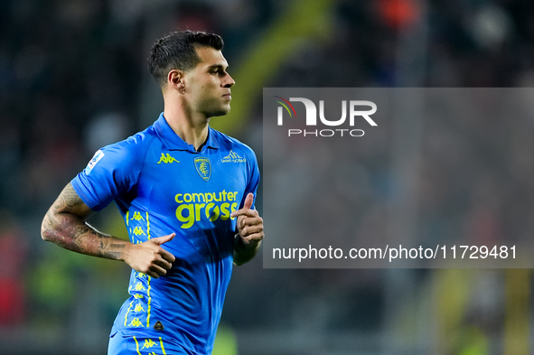 Pietro Pellegri of Empoli FC looks on during the Serie A Enilive match between Empoli FC and FC Internazionale at Stadio Carlo Castellani on...