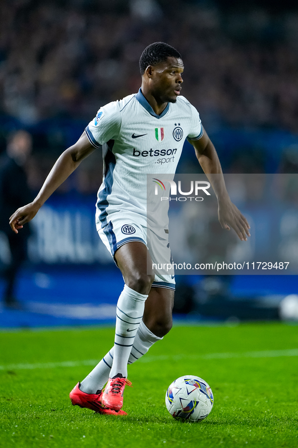 Denzel Dumfries of FC Internazionale during the Serie A Enilive match between Empoli FC and FC Internazionale at Stadio Carlo Castellani on...