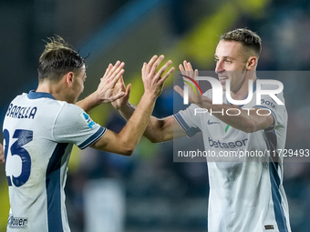 Davide Frattesi of FC Internazionale celebrates after scoring second goal during the Serie A Enilive match between Empoli FC and FC Internaz...