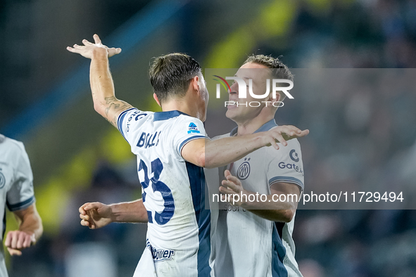 Davide Frattesi of FC Internazionale celebrates after scoring second goal during the Serie A Enilive match between Empoli FC and FC Internaz...