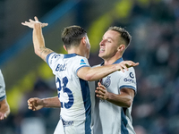 Davide Frattesi of FC Internazionale celebrates after scoring second goal during the Serie A Enilive match between Empoli FC and FC Internaz...