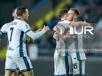 Davide Frattesi of FC Internazionale celebrates after scoring second goal during the Serie A Enilive match between Empoli FC and FC Internaz...