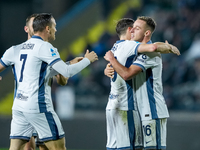 Davide Frattesi of FC Internazionale celebrates after scoring second goal during the Serie A Enilive match between Empoli FC and FC Internaz...