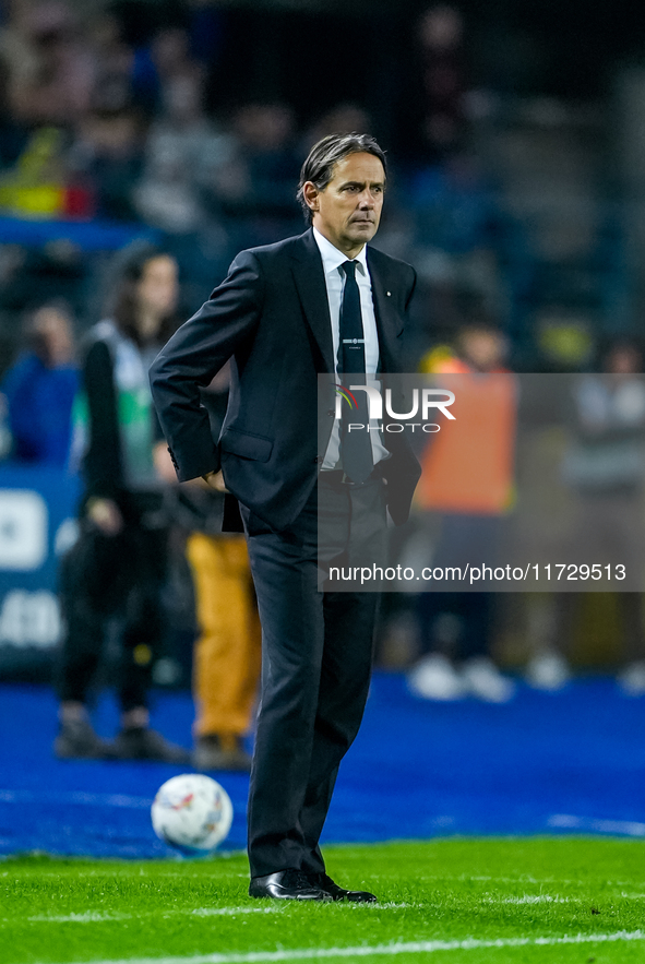 Simone Inzaghi head coach of FC Internazionale looks on during the Serie A Enilive match between Empoli FC and FC Internazionale at Stadio C...