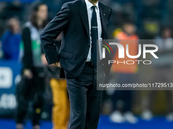 Simone Inzaghi head coach of FC Internazionale looks on during the Serie A Enilive match between Empoli FC and FC Internazionale at Stadio C...