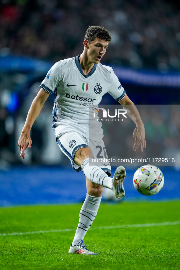 Benjamin Pavard of FC Internazionale in action during the Serie A Enilive match between Empoli FC and FC Internazionale at Stadio Carlo Cast...