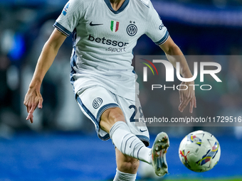 Benjamin Pavard of FC Internazionale in action during the Serie A Enilive match between Empoli FC and FC Internazionale at Stadio Carlo Cast...