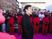 Lee Jung-jae attends the photocall for the press conference of Netflix's Squid Game Season 2 at Lucca Comics & Games in Lucca, Italy, on Oct...