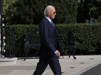 U.S. President Joe Biden departs the White House in Washington, D.C. on November 1, 2024 to travel to Philadelphia, Pennsylvania to deliver...