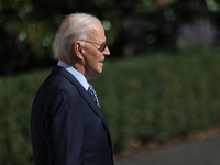 U.S. President Joe Biden departs the White House in Washington, D.C. on November 1, 2024 to travel to Philadelphia, Pennsylvania to deliver...