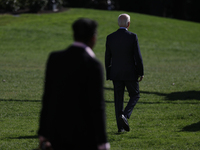 U.S. President Joe Biden departs the White House in Washington, D.C. on November 1, 2024 to travel to Philadelphia, Pennsylvania to deliver...