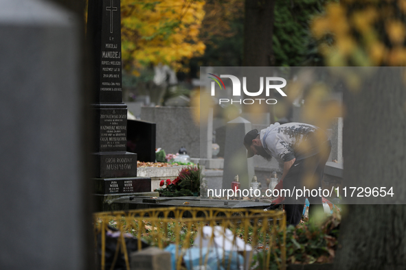 Rakowicki Cemetery undergoes preparations for All Saints' Day in Krakow, Poland, on October 30, 2024. November 1 is celebrated in Catholicis...