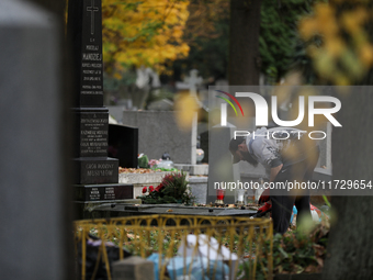 Rakowicki Cemetery undergoes preparations for All Saints' Day in Krakow, Poland, on October 30, 2024. November 1 is celebrated in Catholicis...