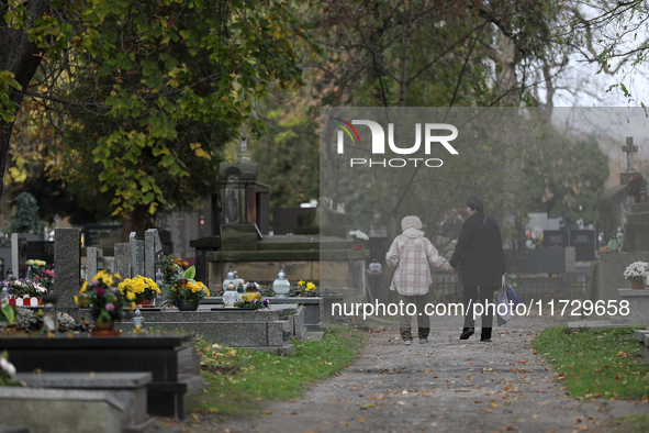 Rakowicki Cemetery undergoes preparations for All Saints' Day in Krakow, Poland, on October 30, 2024. November 1 is celebrated in Catholicis...