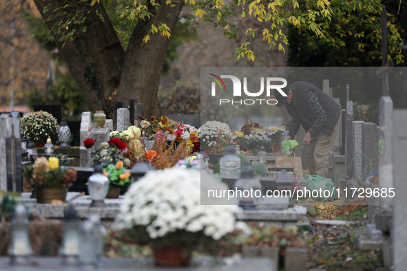 Rakowicki Cemetery undergoes preparations for All Saints' Day in Krakow, Poland, on October 30, 2024. November 1 is celebrated in Catholicis...