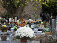 Rakowicki Cemetery undergoes preparations for All Saints' Day in Krakow, Poland, on October 30, 2024. November 1 is celebrated in Catholicis...