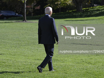 US President Joe Biden departs the White House en route to Philadelphia, Pennsylvania, on November 1, 2024, at South Lawn/White House in Was...