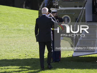 US President Joe Biden departs the White House en route to Philadelphia, Pennsylvania, on November 1, 2024, at South Lawn/White House in Was...