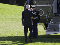 US President Joe Biden departs the White House en route to Philadelphia, Pennsylvania, on November 1, 2024, at South Lawn/White House in Was...