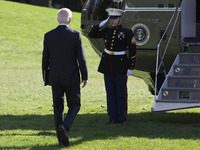 US President Joe Biden departs the White House en route to Philadelphia, Pennsylvania, on November 1, 2024, at South Lawn/White House in Was...